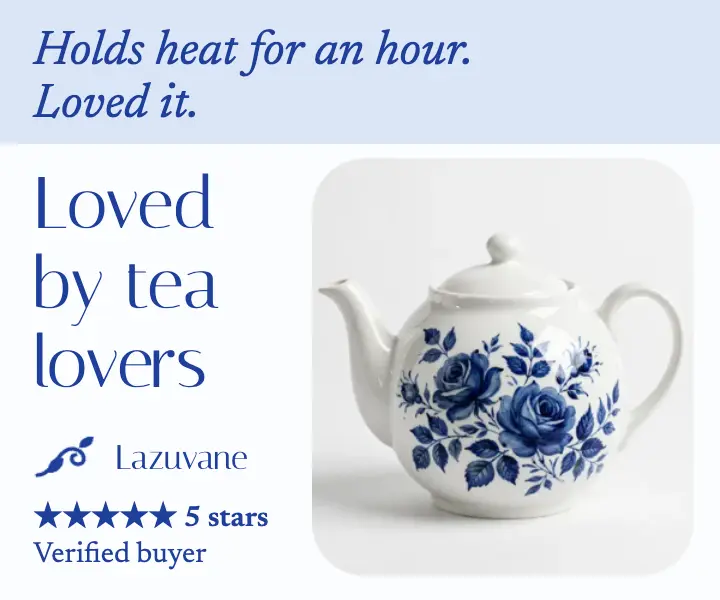 Lazuvane hand-painted teapot review ad template