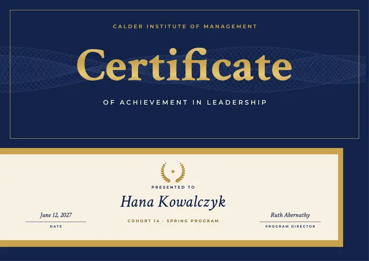 Leadership achievement certificate template