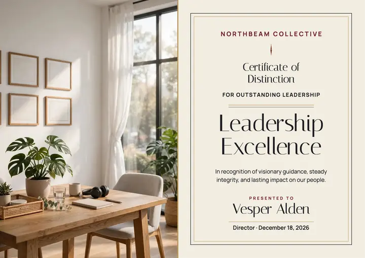 Northbeam leadership excellence certificate template