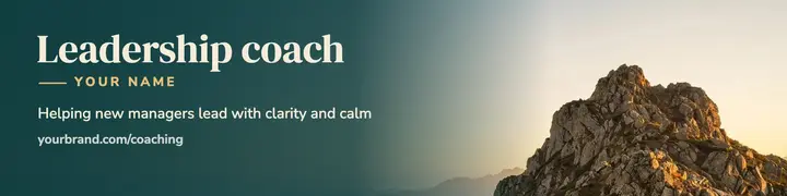 Deep teal leadership coach LinkedIn banner template