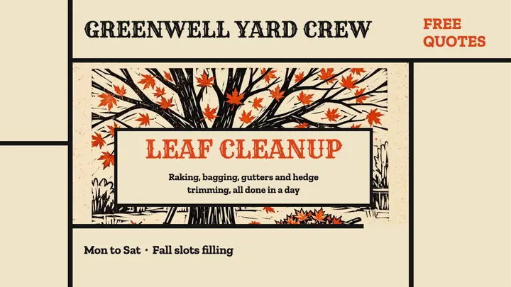 Greenwell fall leaf cleanup linocut template