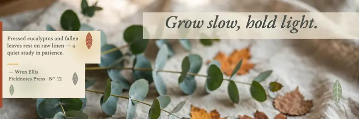Grow slow leaf print quote header template