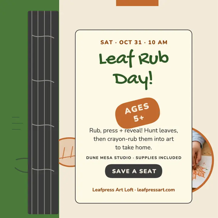 Leaf Rub Day kids art class post template