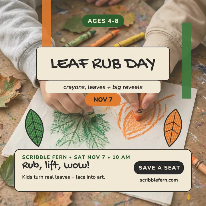 Scribble Fern leaf rub day post template