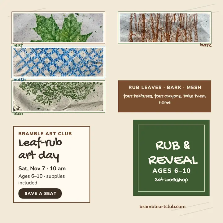 Bramble leaf-rubbing art day post template