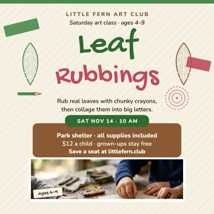 Little Fern leaf rubbing class post: leaf rubbing class post template