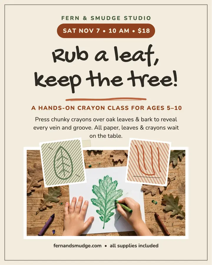 Fern and Smudge leaf rubbing class post template