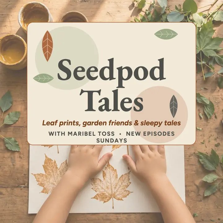 Seedpod Tales bedtime garden podcast cover: kids podcast cover template