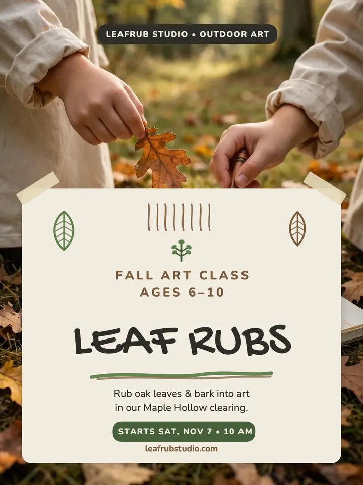 Leafrub Studio fall leaf rubbing class portrait template