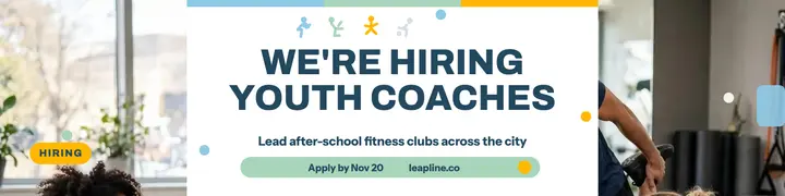 Leapline Athletics youth coaches hiring banner template