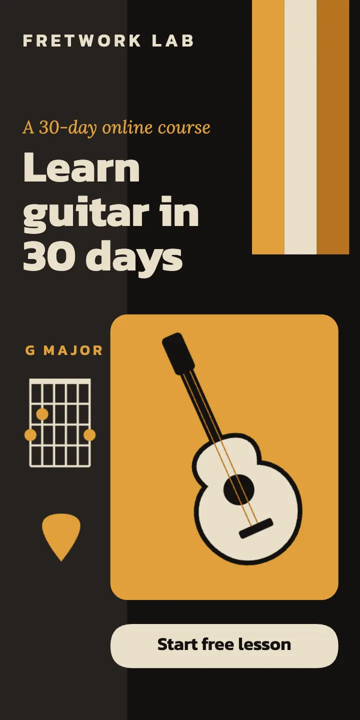 Learn guitar in 30 days ad template