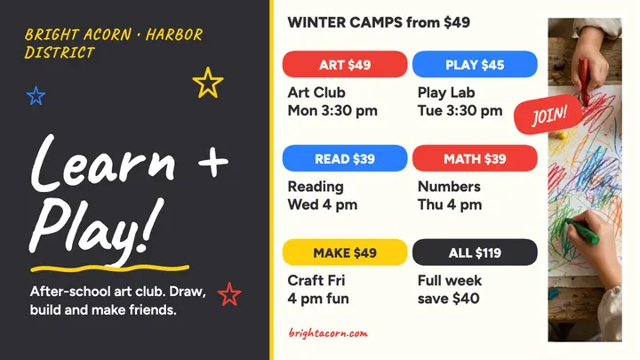 Learn and Play tutoring price board template
