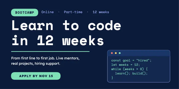 Learn to code bootcamp X post template