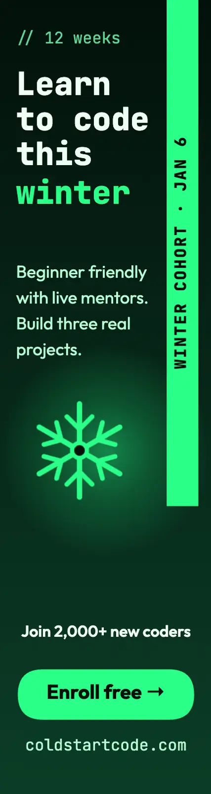 Learn to code this winter ad template