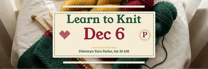 Learn to knit class header, cross-stitch template