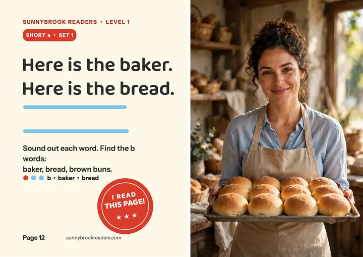 Sunnybrook baker learn-to-read spread template