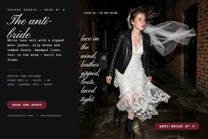 Velvet Static anti-bride postcard template