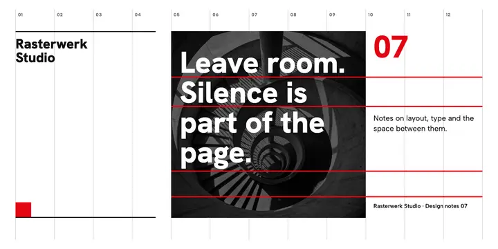 Leave room design quote, Swiss grid template