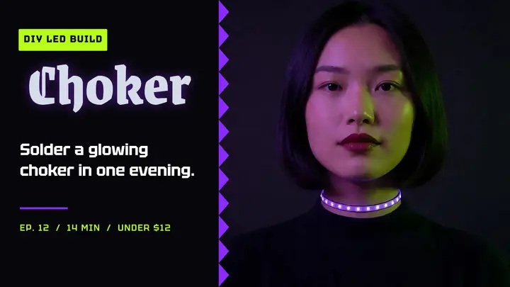 Halo Static light-up choker DIY YouTube thumbnail, cyber goth template