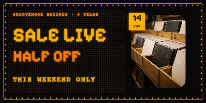 Record shop anniversary sale, LED marquee template