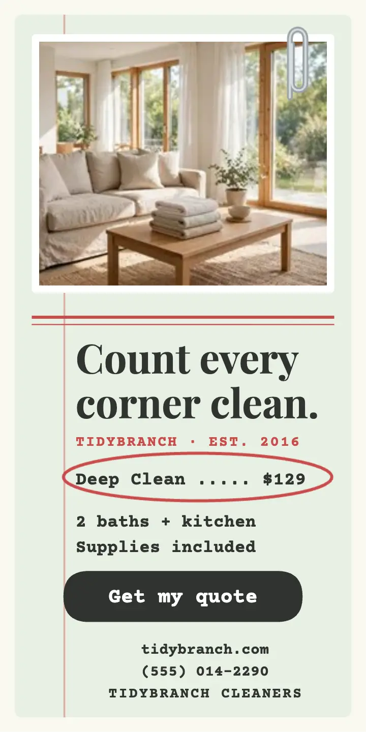 Tidybranch ledger cleaning quote ad template