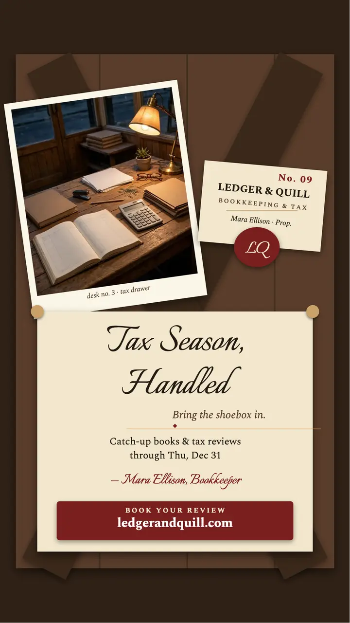 Ledger & Quill tax season letter rack story template