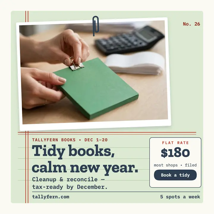 Tallyfern year-end tidy ledger post template