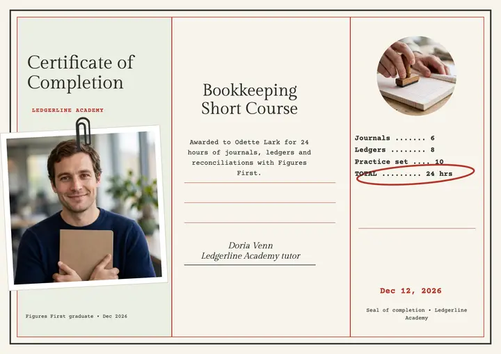 Figures First bookkeeping certificate template