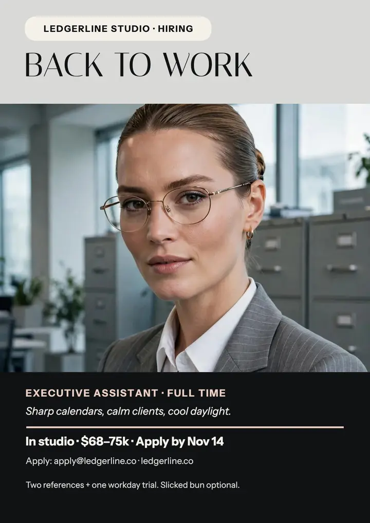 Ledgerline back to work hiring flyer: hiring flyer template