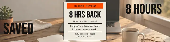 Ledgerly client review banner template