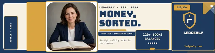 Ledgerly trading card coach banner: bookkeeping coach banner template