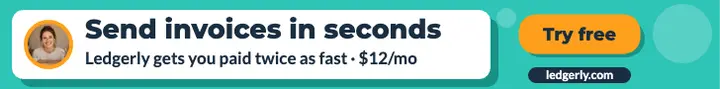 Ledgerly flat invoicing leaderboard ad: invoicing app ad template