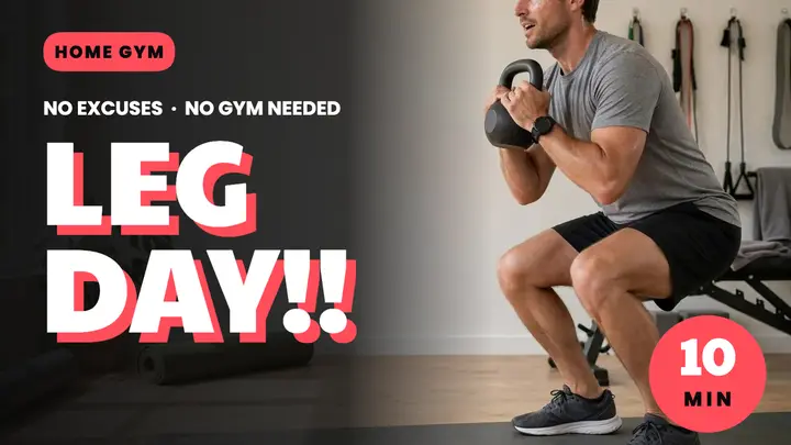 Leg day home workout thumbnail template