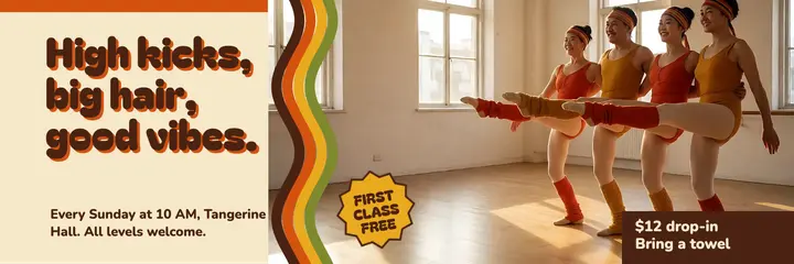 Tangerine Hall leg-warmer aerobics header template