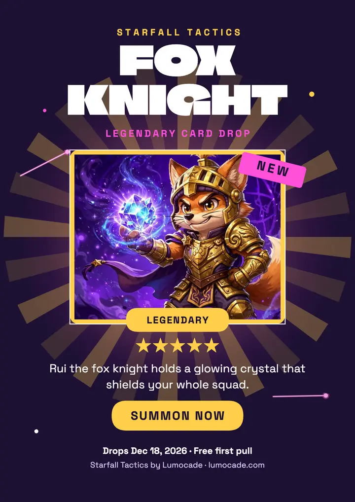 Starfall fox knight legendary drop flyer template