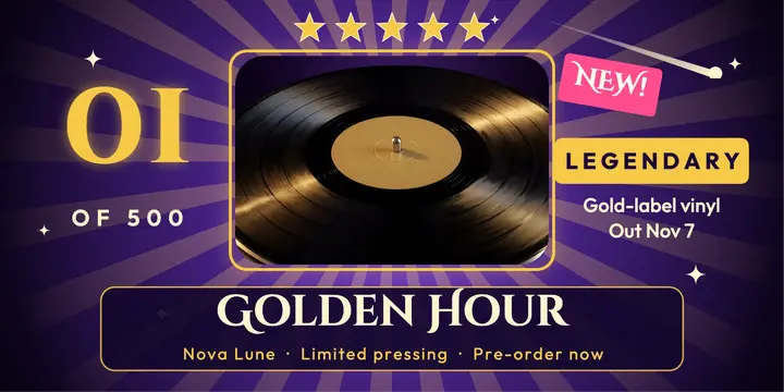 Golden Hour legendary vinyl pressing reveal template