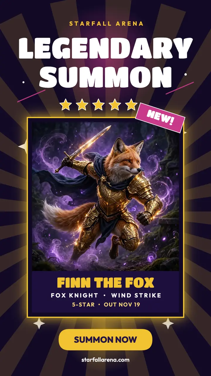 Starfall Arena legendary summon story ad template