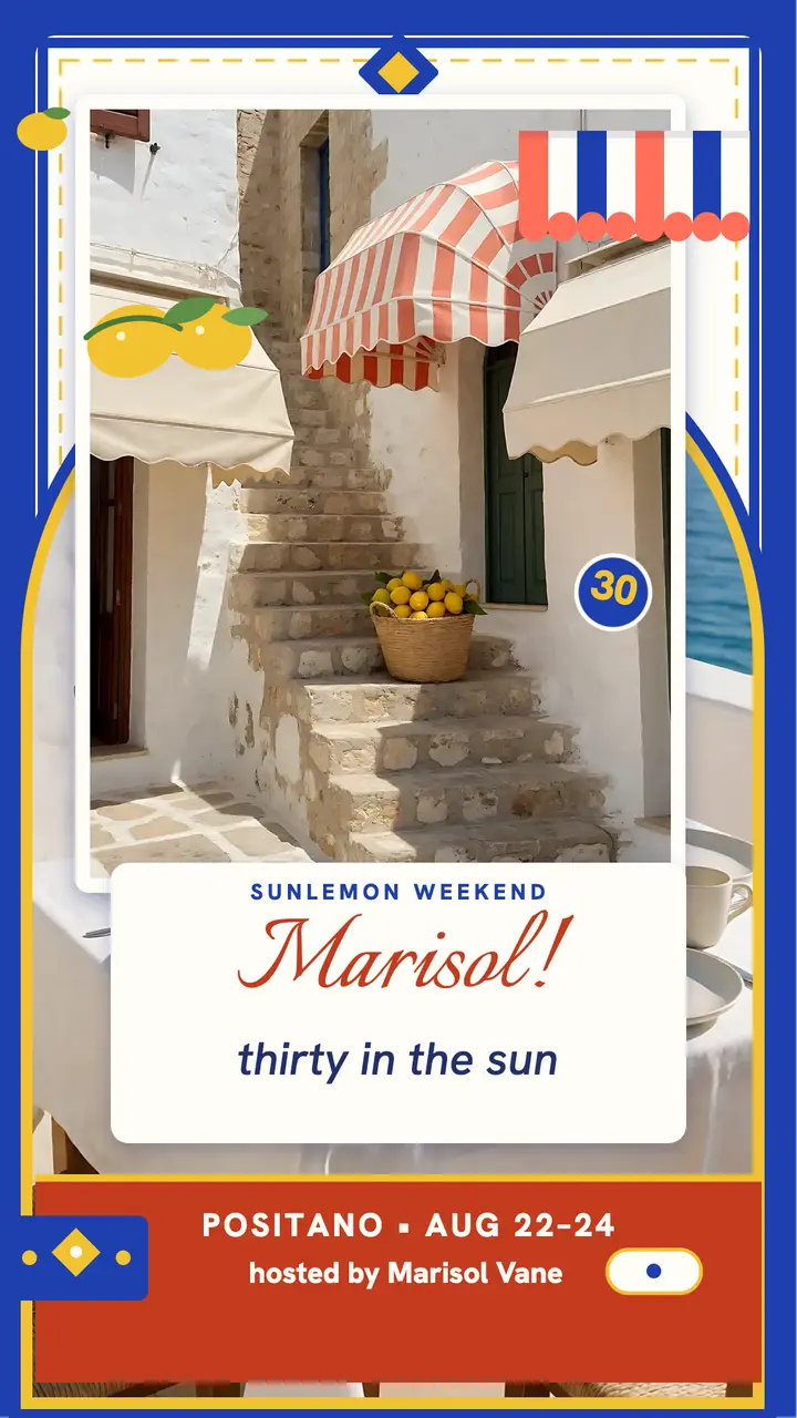 Marisol's Sunlemon birthday weekend story: birthday trip story template