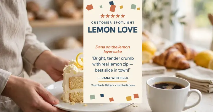 Crumbella lemon cake review post: bakery review post template