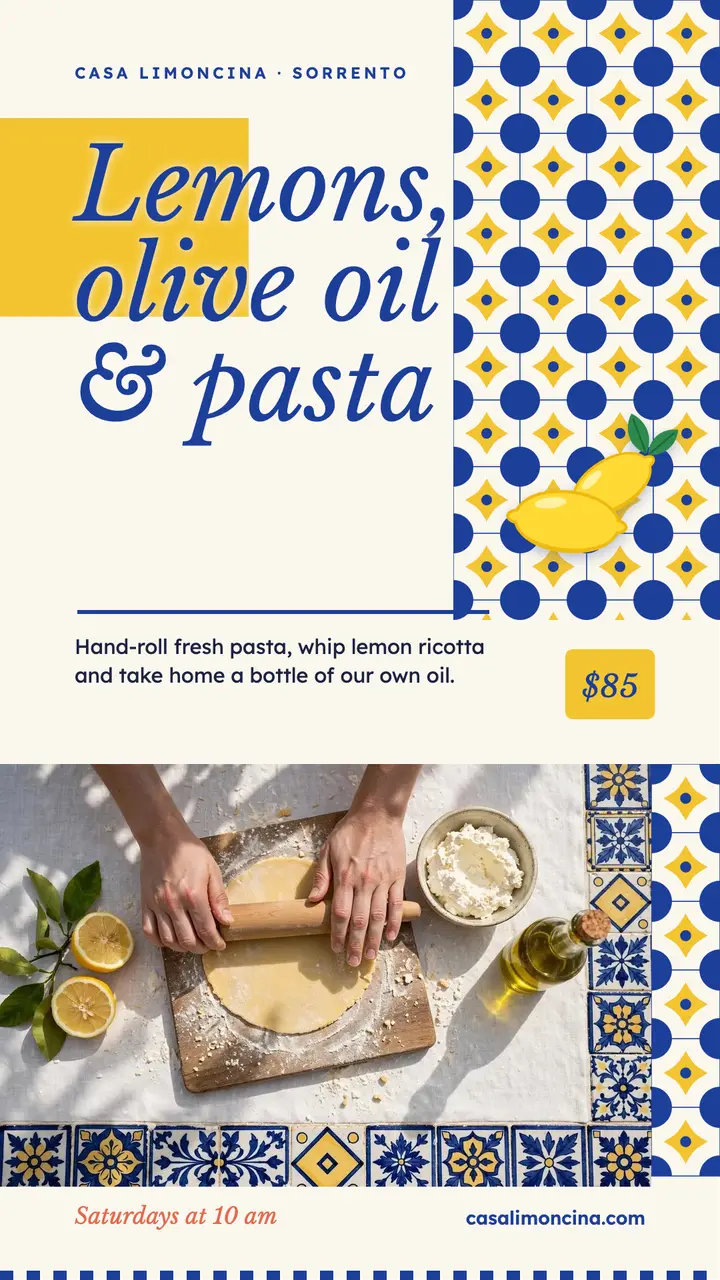 Casa Limoncina lemon and olive oil pasta class story template