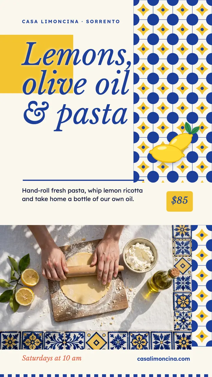 Casa Limoncina lemon and olive oil pasta class story template