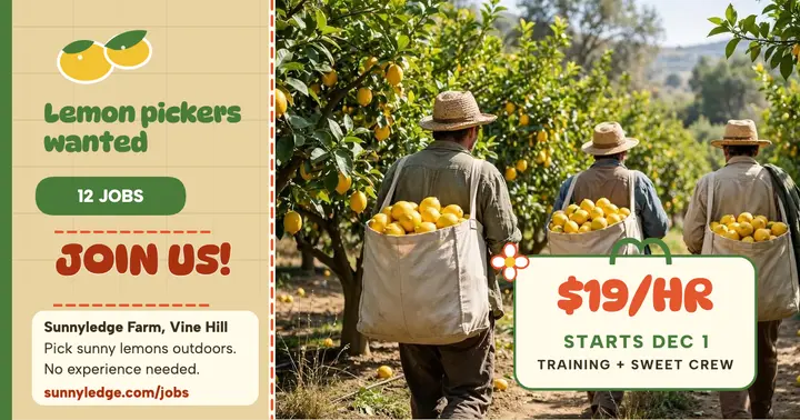 Sunnyledge lemon pickers hiring post template