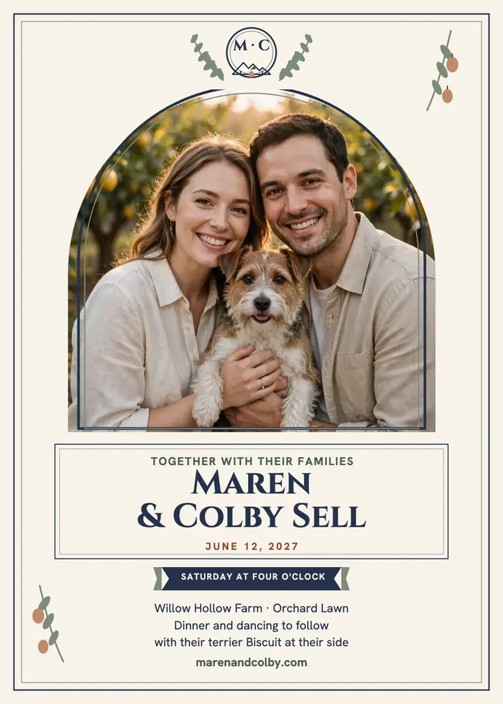 Maren and Colby lemon grove crest invitation template