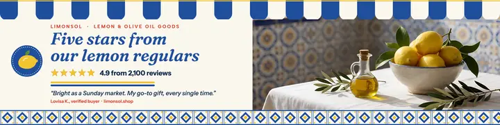 Limonsol lemon and olive oil shop reviews Etsy banner template