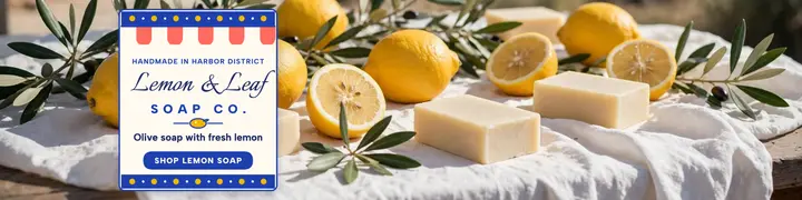 Lemon and Leaf coastal soap banner template