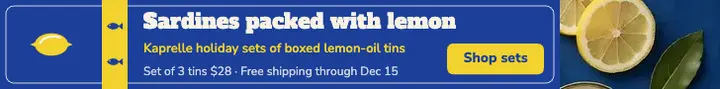 Lemon sardine holiday gift sets leaderboard ad template