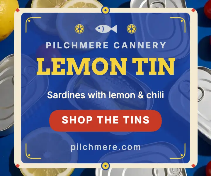 Pilchmere lemon and chili sardine tin ad template
