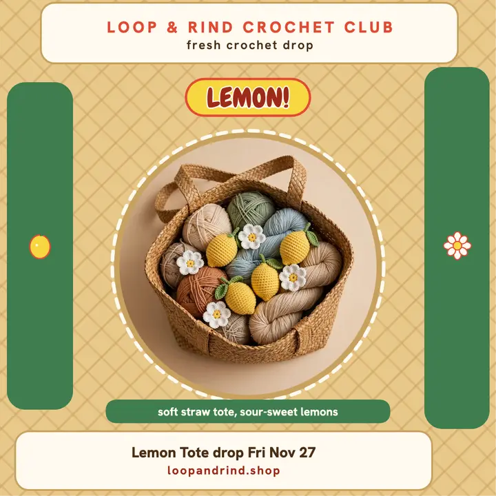 Loop and Rind lemon tote raffia drop template