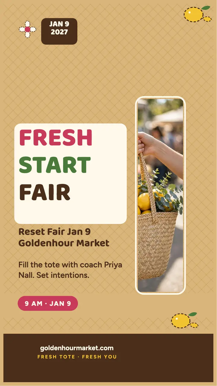 Goldenhour Reset Fair lemon tote story template