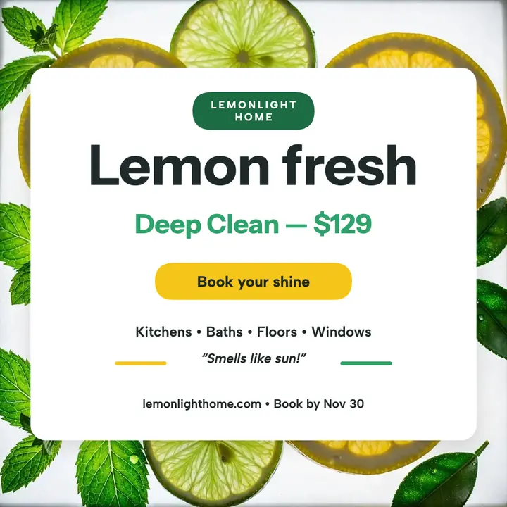 Lemonlight Home lemon fresh cleaning post template